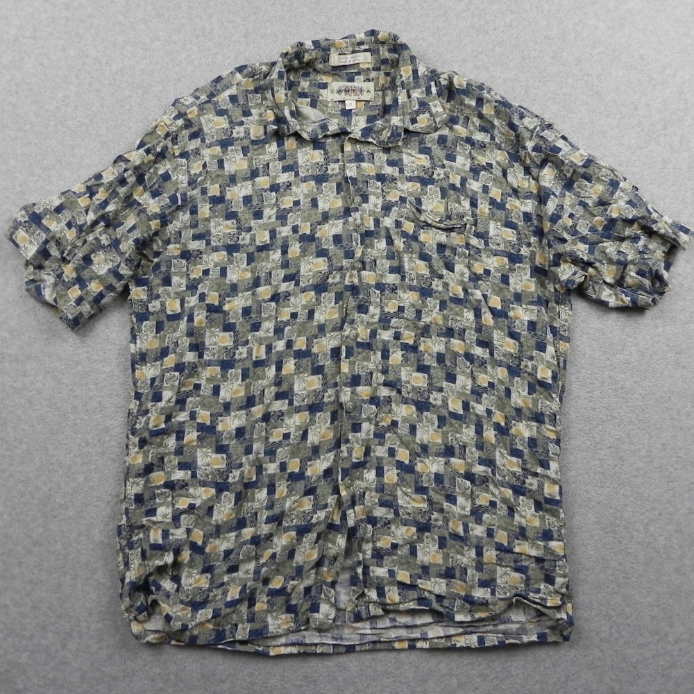 Campia Moda Shirt Mens Medium‎ Rayon Short Sleeve Tropical Pineapple Button Up
